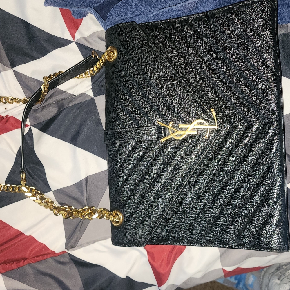YSL Black Quilted Shoulder Bag with Gold Chain
